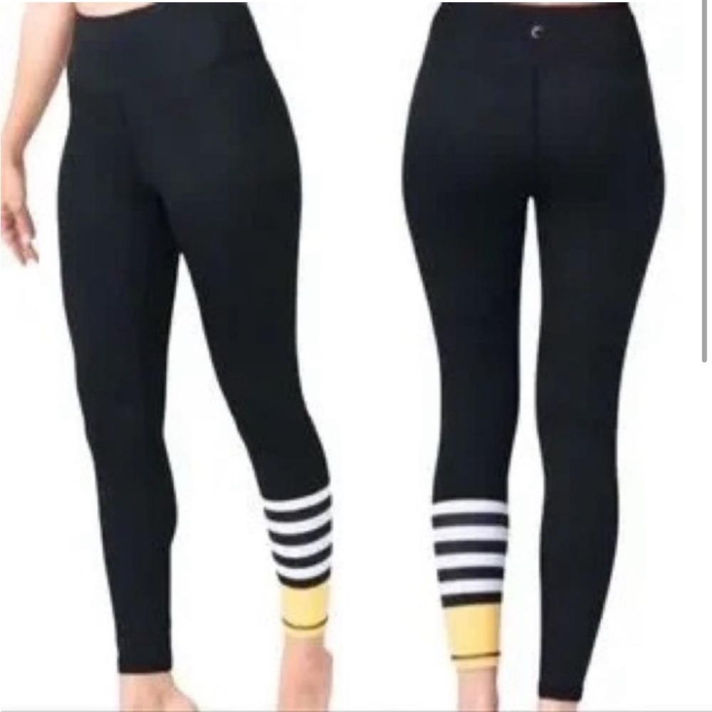 ZYIA Active Bumble Bee Light n Tight High Rise Full Length Leggings Black/Yellow